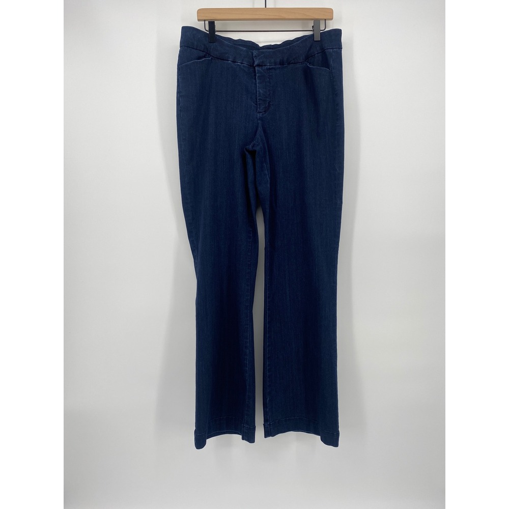 Maurices Everflex Pants 14 REG Dark Wash Excellent Wide Leg Stretch Denim